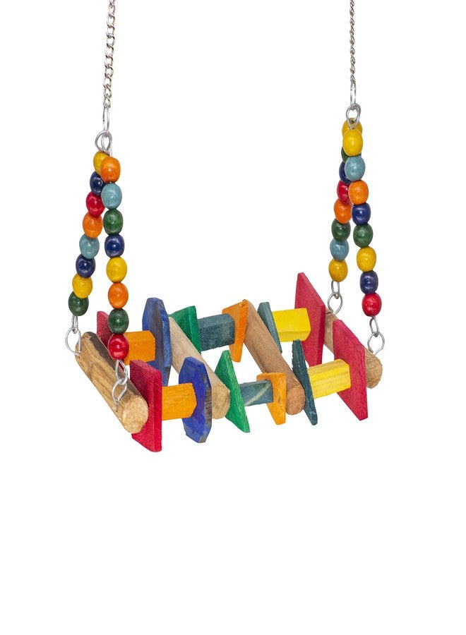 PETZOO Playful Bird Perch Swing, Colorful Toy for Big Birds, Macaw, African Grey, Parrot, Cage Accessories, Resting Toy & Wooden Training Aid for Bird & Parrots - Image 2